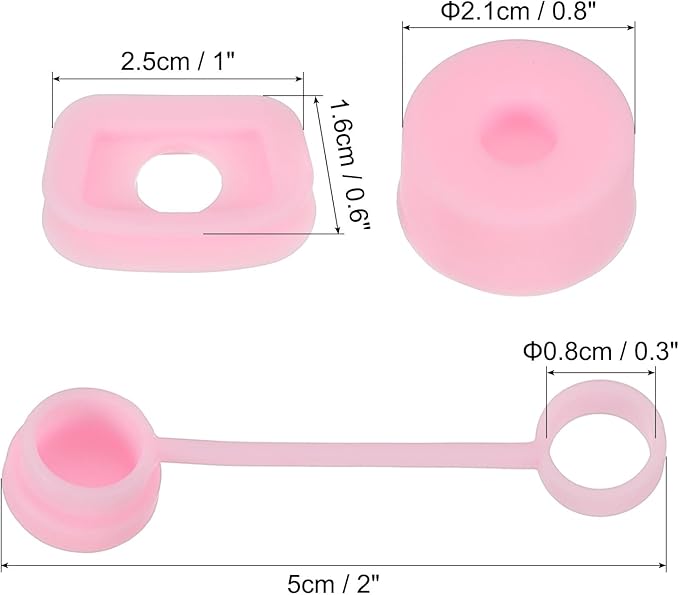 PATIKIL Silicone Spill Stopper for Straw Cup 1.0 40oz/ 30oz, Set of 3 Tumbler Accessories Including 1 Straw Cover Cap, 1 Square Spill Stopper and 1 Round Leak Stopper, Pink