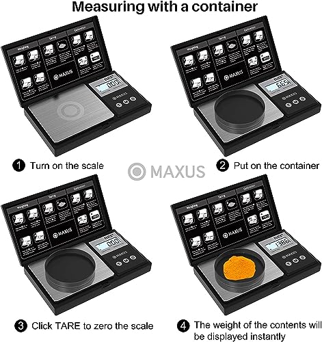 MAXUS Digital Pocket Gram Scale 500g x 0.01g High Precision with Tray, Weighs Small Food, Jewelry, Ounces, Grains, LCD Dis...