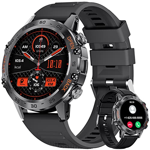 SUNKTA Smart Watch for Men Bluetooth Calls with,1.39''HD Touch Screen Tactical Smartwatch for Android and iPhone,5ATM Wate...