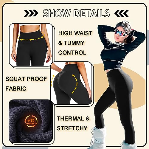 FULLSOFT Fleece Lined Leggings Women High Waisted Tummy Control Workout Winter Thermal Warm Soft Yoga Pants