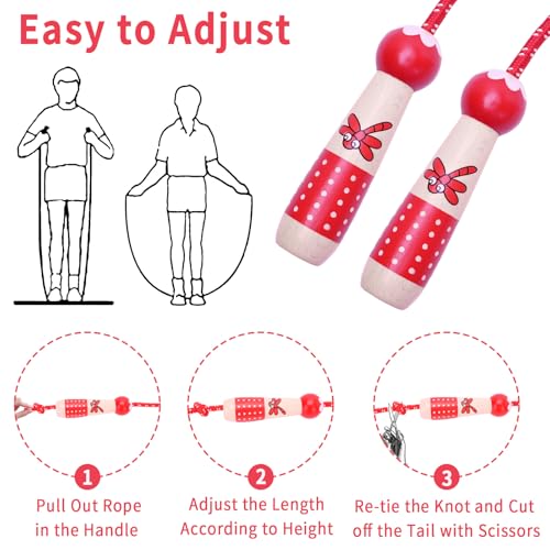 EGOSKY Jump Rope Kids, 7.2ft Children Adjustable Cotton Skipping Rope with Wooden Handle for Boys Girls Fitness Outdoor Ac...