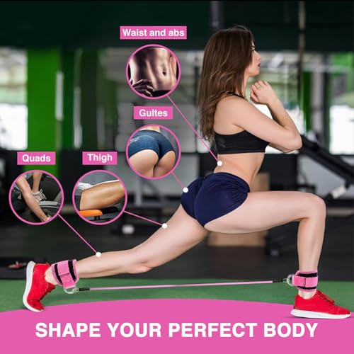 Ankle Resistance Bands with Cuffs, Elastic Resistance Band Set With Storage Bag Glutes Workout Equipment, Leg Butt Trainin...