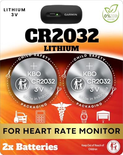 Heart Rate Monitor Chest Strap Batteries (2-Pack) CR2032 – Garmin HRM 200, HRM-Dual, Powr Labs, COOSPO, Magene, MOOFIT, KY...