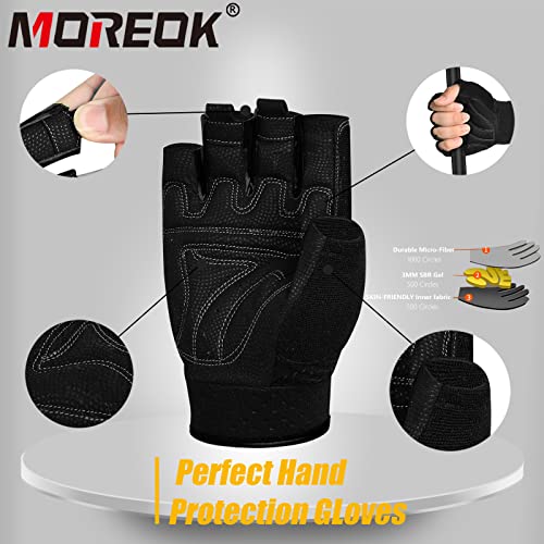 MOREOK Workout Gloves Padded Weight Lifting Gloves for Men/Women, [3MM Gel] Fingerless Grip Gym Gloves Fitness Gloves for ...