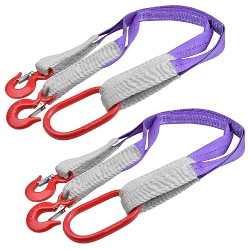 Vigtayue 2 PCS Lifting Slings Straps with Hooks - 3.3 FT, 4409LB Pounds Capacity, Polyester Bridle Sling, Heavy Duty Two L...