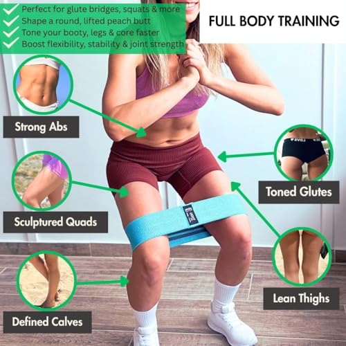 ANIQ® The Original | Fabric Resistance Bands Set | Extra Thick | Anti-Slip | Exercise Bands for Pilates, Yoga, Gym. Booty ...