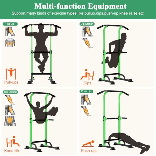 DlandHome Power Tower Pull Up Dip Station Multi-Function Fitness Equipment for Strength Training Adjustable Height Dip Sta...