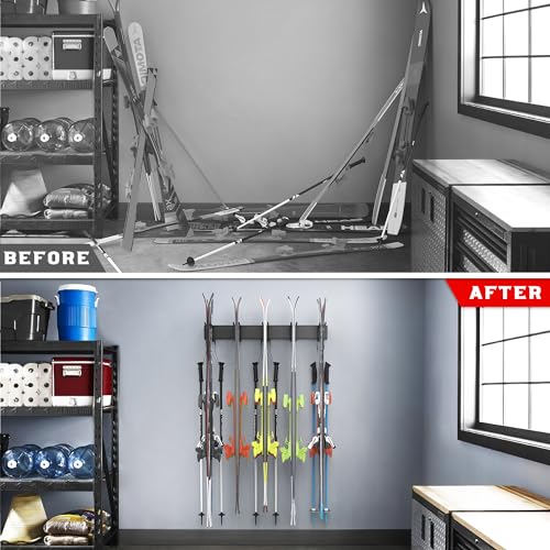 Ultrawall Ski Rack, Wall Mounted Ski Storage for Garage Storage Organizer System, 10 Pairs of Skis Holder for Home Shed, H...