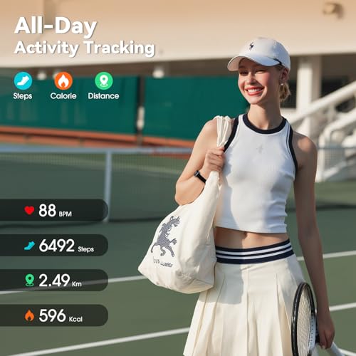Pedometer Watch No App/Phone Required Slim Fitness Tracker, 30 Meters Waterproof 1.47'' Smart Watch, Heart Rate & Blood Ox...