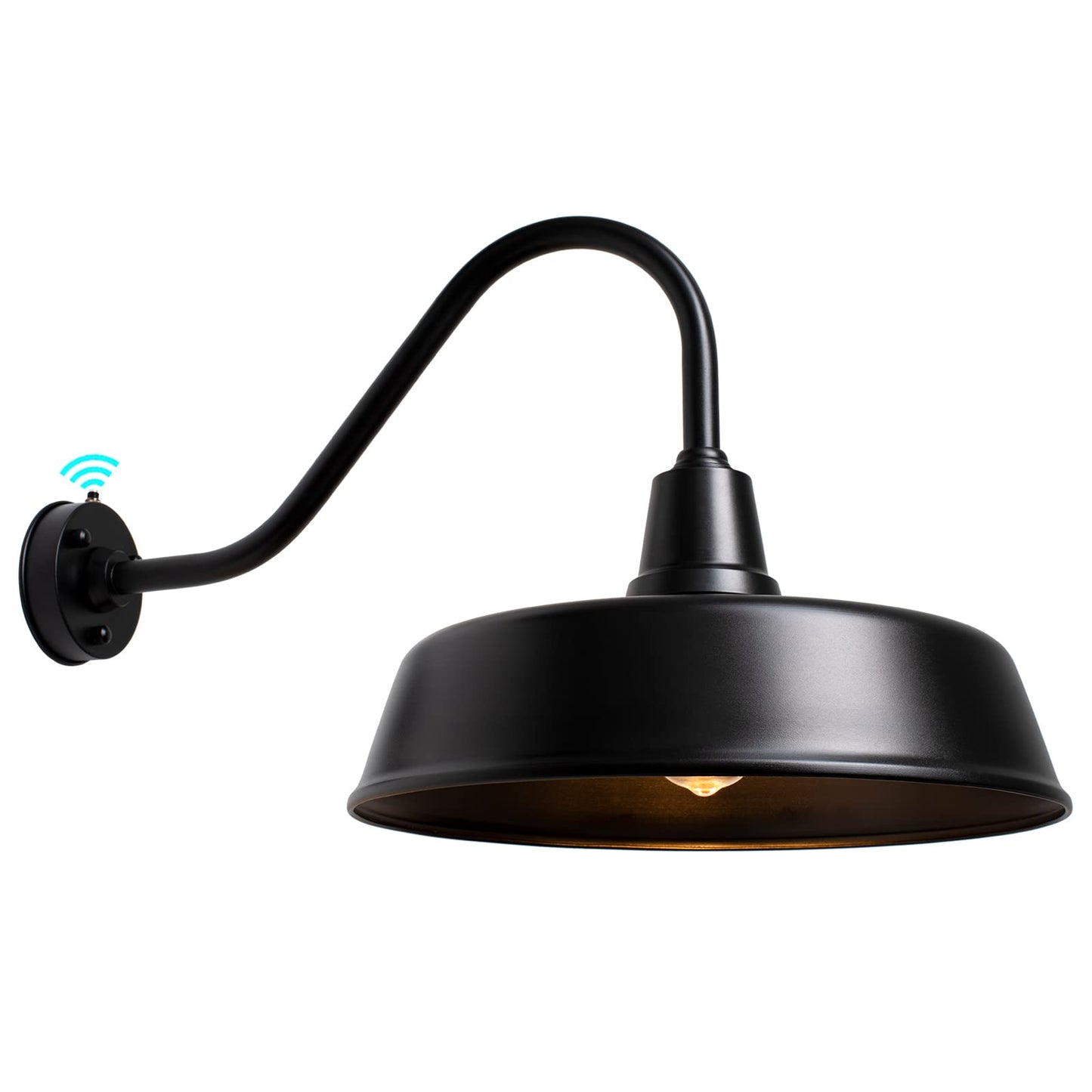 Metojia Gooseneck Barn Light - 18 Black Metal Exterior Sconce With Dusk To Dawn Sensor For Porch, Garage, And Front Door