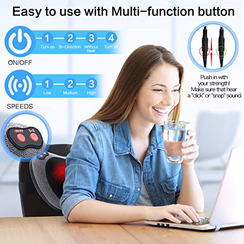 Papillon Shiatsu Back Massager with Heat, Deep Tissue Massage Pillow for Neck,Shoulder,Foot & Lower Back Pain Relief,Elect...