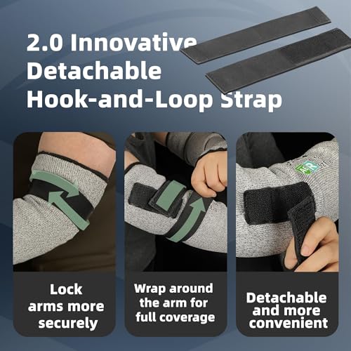 Schwer PRO-SKIN ANSI A6 Cut Resistant Sleeves With 2.0 Detachable Hook and Loop Straps, Non-PFAS, High Risk Cut Protection...