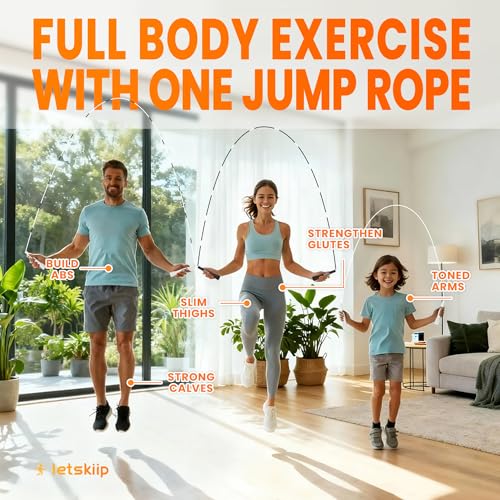 Letskiip Classic Beaded Jump Rope for Beginners & Adults - Tangle-Free Segmented PP Skipping Rope for Rhythm & Fitness - A...