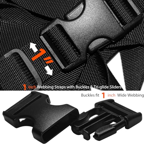 1" Straps and Buckles Set: 6 yard Nylon Webbing 1 inch (25 mm) Wide, 6 pack Side Release Buckle, 12 pcs Tri-Glide Sliders,...