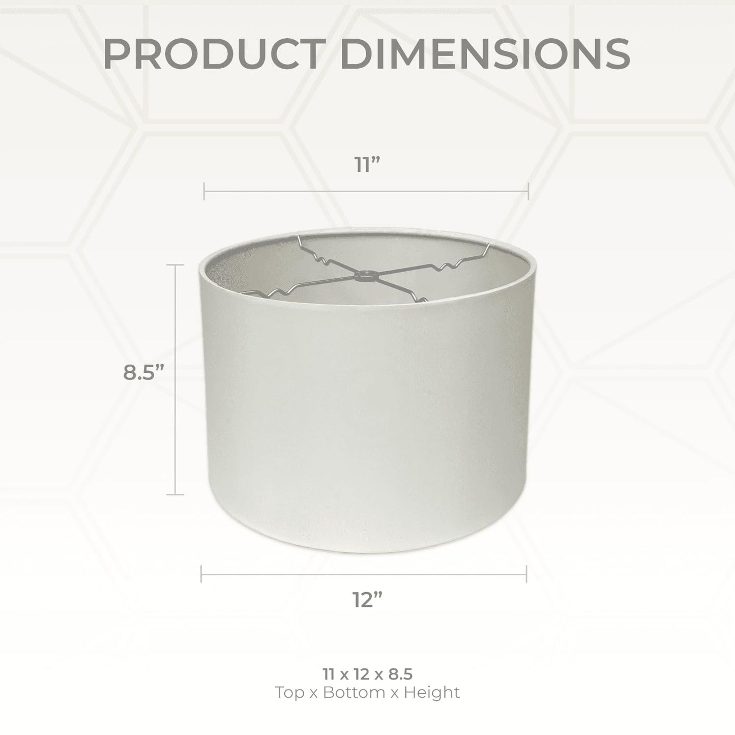 Royal Designs HB-610-12WH Hardback Lamp Shade, Shallow Drum, 11x12x8.5 inches, White