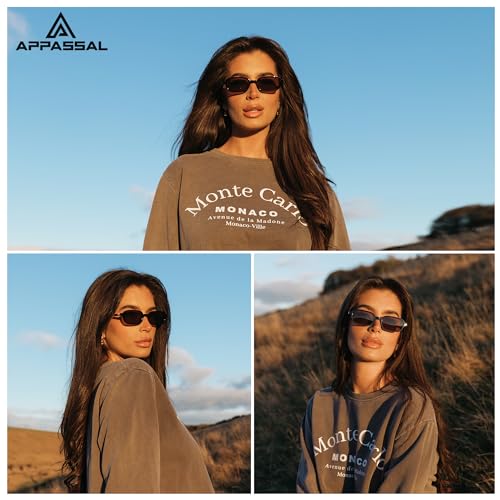 Appassal Retro Rectangular Sunglasses for Women Vintage 2026 Fashion Trendy Funny Small 90s Square Sunnies AP3698