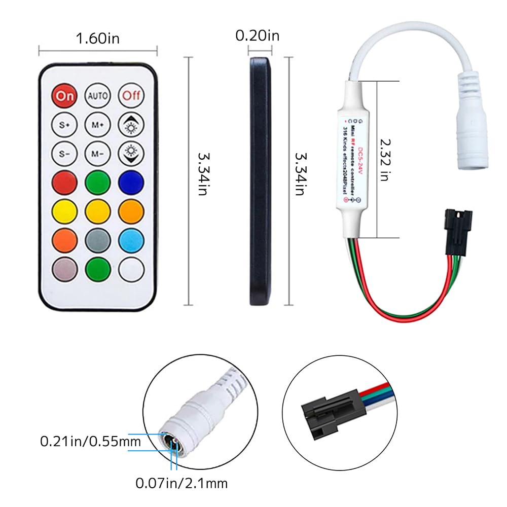 Meruido Mini Dc5-24V 14/21 Keys 2811 Remote Control Rf Controller For Ws2811 Ws2812B 2811 2812 Led Strip Light