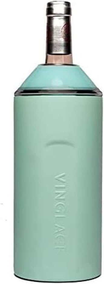 Vinglacé Wine Bottle Chiller- Portable Champagne Insulator- Stainless Steel Wine Cooler Sleeve, Sea Glass
