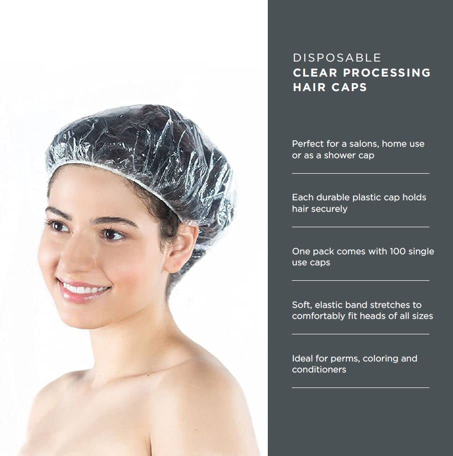 Diane Disposable Clear Processing Hair Caps, For Salons, DIY, Conditioning, Dyeing, Hair Treatments (100 Count (Pack of 1))
