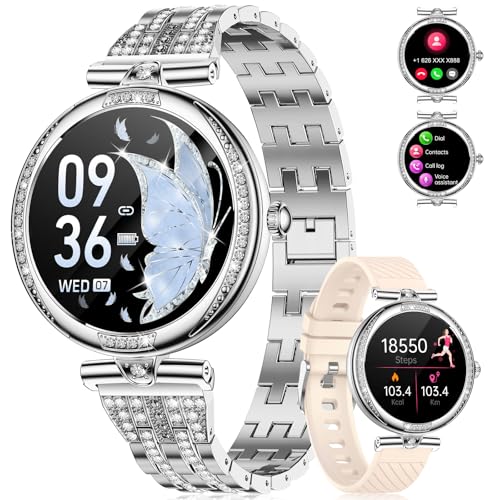 LIGE Smart Watches for Women (Answer/Make Call) with Diamonds,1.19” AMOLED Smartwatch with Heart Rate/Sleep Monitor,IP68 W...