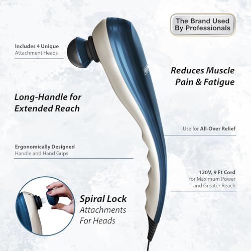 Wahl Deep Tissue Corded Long Handle Percussion Massager, Handheld Therapy with Variable Intensity to Relieve Pain in The B...