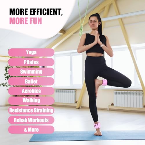 Pilates Wrist Ankle Weights for Women, Wearable Strong Arm & Leg Weights Set of 2(1 lb/2.2 lbs Each), Adjustable Ankle Wei...