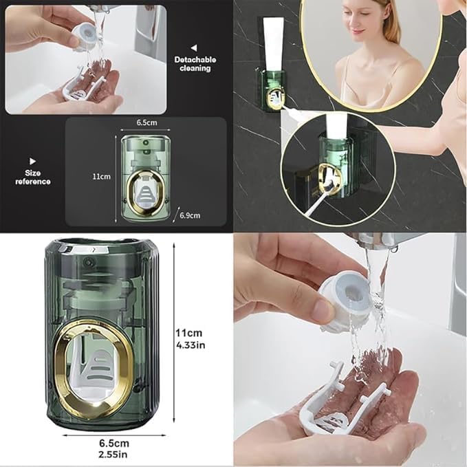 Light Luxury Toothpaste Squeezer, Automatic Toothpaste Squeezer, Toothpaste Dispenser, Household Wall Mounted Non-Punching Squeezer Toothbrush Holder Saves Toothpaste for Home (Color 02)