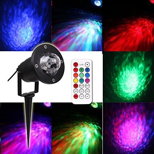 Koot Outdoor Water Wave Lights Projector, 10 Color Led, Waterproof, Remote Control, Black, Model Cpd-Sw For Garden, Wedding, Holiday