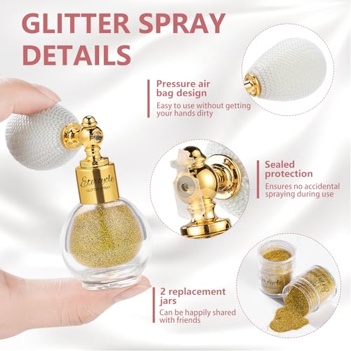 Etercycle Hair Glitter Spray, Gold Body Glitter Spray Fine Face Shimmer Powder, Cosmetic Shimmer Makeup Glitter Highlighte...