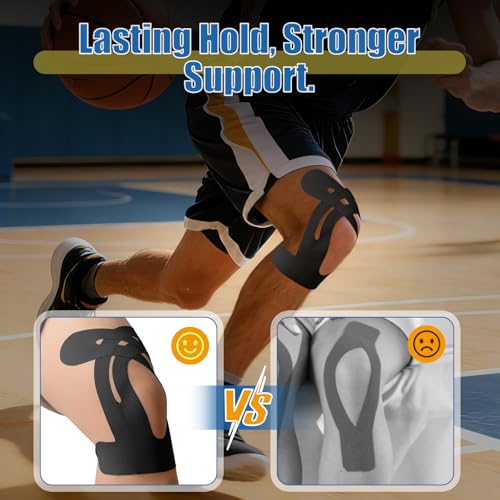 TASZOOS Pre-Shaped Kinesiology Tape for Knees - 14Pcs Waterproof Knee Tape for Knee Pain Relief, Knee Support - Elastic & ...