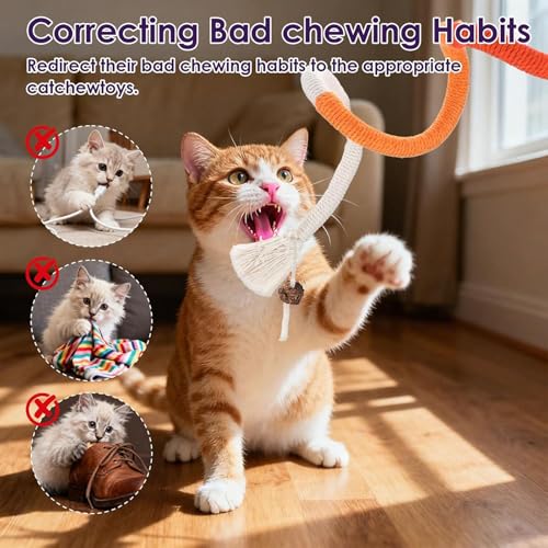 FKKWUOT Cat Chew Rope Toy,Catnip Saury Fish Toys,Cats Interactive Toys for Teeth Cleaning,5Pcs Cat Toys for Indoor Cats wi...