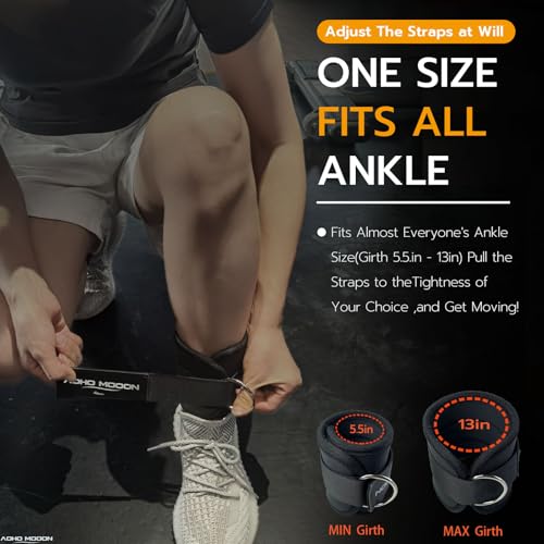 AOHO MOOON Comfortable Adjustable Ankle Straps for Cable Machines Women, Gym Workout Leg Strap, Glute Cuff, Ankle Cuffs fo...