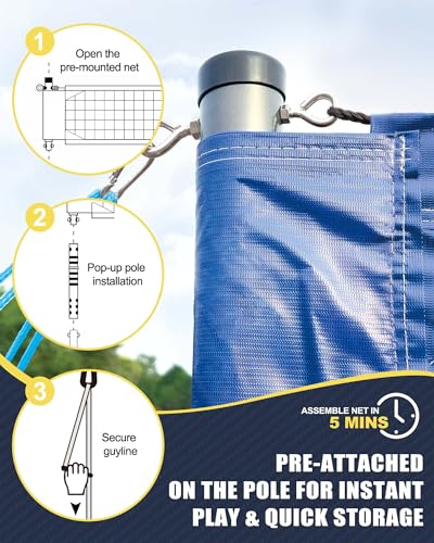 JOLORLY Professional Volleyball Net Set Heavy Duty for Outdoor Backyard Portable with Aluminum Adjustable Height Scoring P...