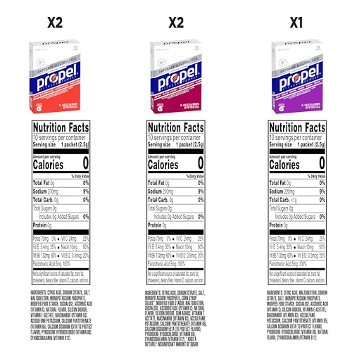 Propel Electrolyte Enhanced Water Drink Mix Powder Packets, 3 Flavor Variety Pack, Zero Calorie & Zero Sugar Hydration wit...