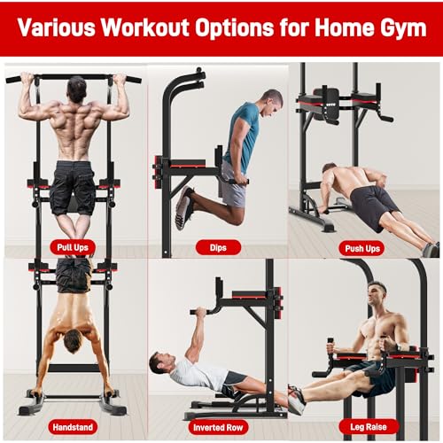 Outdoor Basic Power Tower, Pull Up Bar and Dip Station for Home Gym, 1400LBS Weight Capacity, Adjustable Height, Heavy Dut...