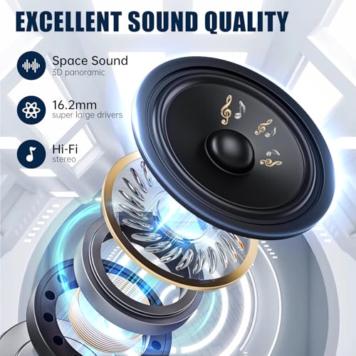 Open Ear Wireless Earbuds Bluetooth 5.4 Headphones, 50H Playtime Stereo Earphones with ENC Noise Cancelling, IPX7 Waterpro...