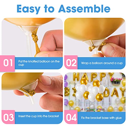 Voircoloria 4 Sets Balloon Stand Kits, Balloon Sticks Holder with Base for Table Graduation Birthday Baby Shower Gender Re...