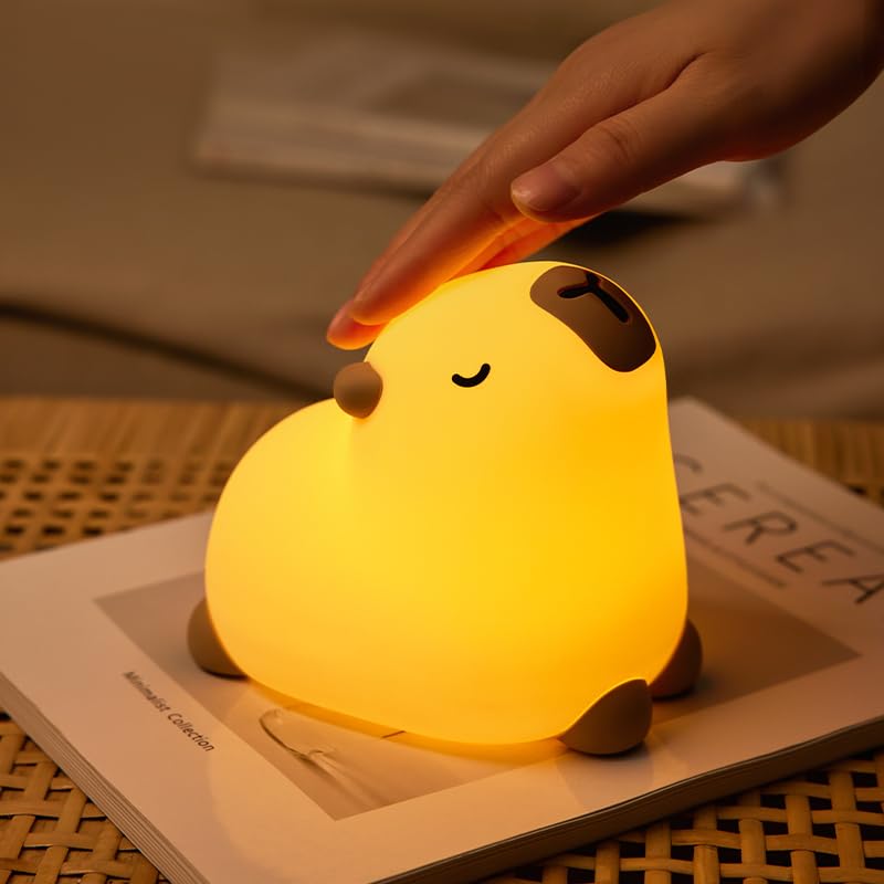 TLANMOK Capybara - Shaped Night Light, Soft - Glow LED, Touch - Controlled, Perfect for Bedroom Decoration ,Safe Silicone Dimmab
