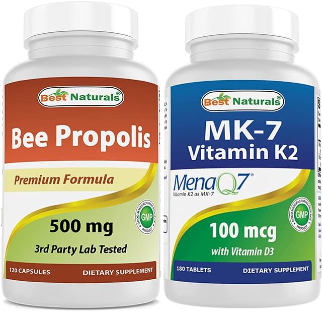 Best Naturals Bee Propolis 500 mg & Vitamin K2 (MK7) with D3