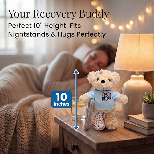 SHSEEN 10" Broken Leg Teddy Bear with Reversible Crutches & Cast, Get Well Soon Gifts for Kids & Knee Surgery Recovery, So...