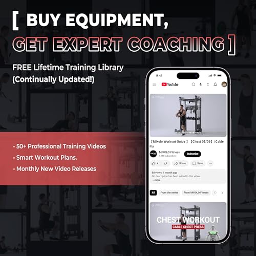 Mikolo Power Cage, Power Rack with Cable Crossover System, 1500LBS Squat Rack with LAT Pull Down System, Workout Cage with...