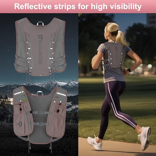 BECOJADDE Running Vest Hydration Backpack for Men Women, 5L Lightweight Running Backpack Hydration Pack for Marathon, Trai...