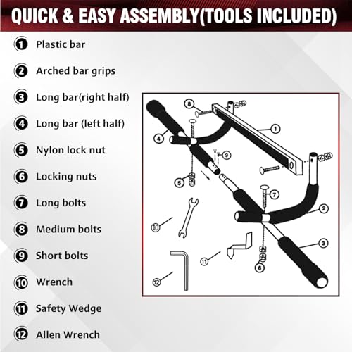 Pull Up Bar for Doorway, Upgrade Chin up Bar for Doorway Without Screws, Portable Strength Training Door Frame Pull-up Bar...