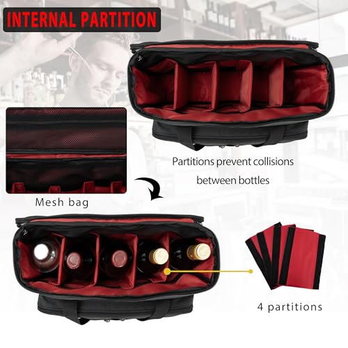 OUUTMEE Bartender Bag, Bartender Kit Travel Bag for Cocktail Shaker Set, Portable Carrying Case with Compartments for Wine...