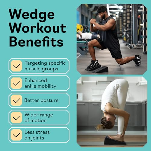 Squat Wedge Block Set of 3/5 - 960 LBS Capacity - Slant Board for Calf Stretching with 5 Stackable Angles - Calf Stretcher...