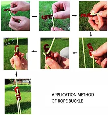 Tent Wind Ropes with Tensioners Cord Adjuster, 4pcs 13ft Reflective Rope for Camping, Hiking, Canopy Shelter, Outdoor Activity(RED)