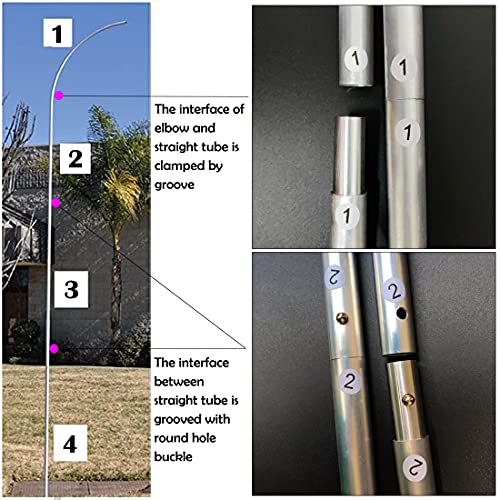 2 Packs Swooper Flag Pole with 2 Packs Ground Stake,12 Feet Complete Feather Flag Pole Kit for Business Advertising Flags,...