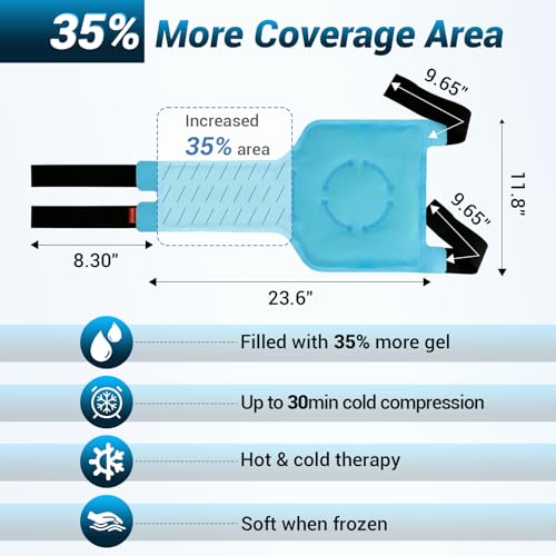 Comfytemp Large Knee Ice Pack Wrap Reusable Gel, FSA Eligible HSA, Knee Cold Compression Brace for Injuries, Pain Relief, ...