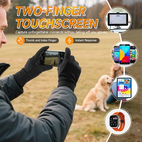 OZERO Winter Gloves for Men Women - Touchscreen Windproof Gloves for Cold Weather Snow Gloves Liner Thermal Warm