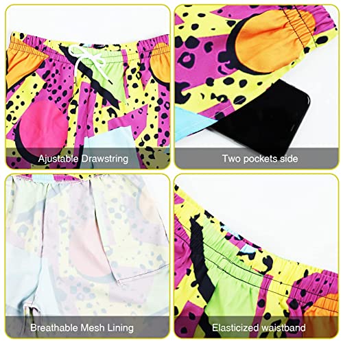 Arssm Mens 2 Pieces Vintage Shirts and Shorts Set 80s 90s Outfit Button Down Beach Suit Quick Dry for Vintage Halloween Party